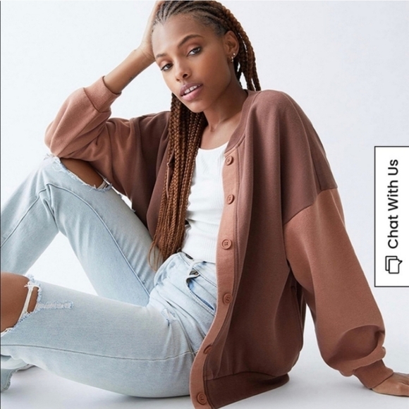 PacSun Womens Oversized ColorBlock Button Sweater Cardigan Size XS - Picture 1 of 12